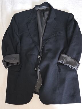 Oversized Black Blazer | Stafford Wool Blend | Vintage-Inspired Relaxed Fit